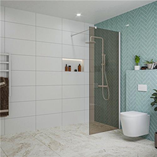 Fortifura Galeria inloopdouche - 80x200cm - rookglas - wandarm - mat wit