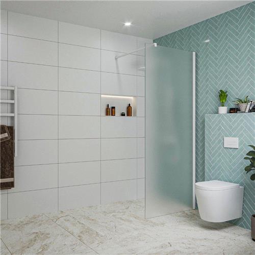 Fortifura Galeria inloopdouche - 80x200cm - mat glas - wandarm - mat wit