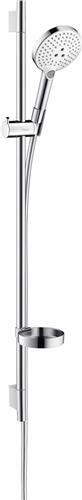hansgrohe Raindance Select S doucheset 120 3jet met Unica'S Puro glijstang 90 cm en zeepschaal wit/chroom