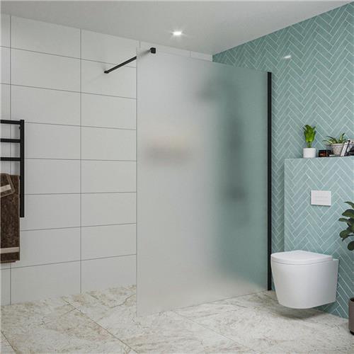 Fortifura Galeria inloopdouche - 140x200cm - mat glas - wandarm - mat zwart