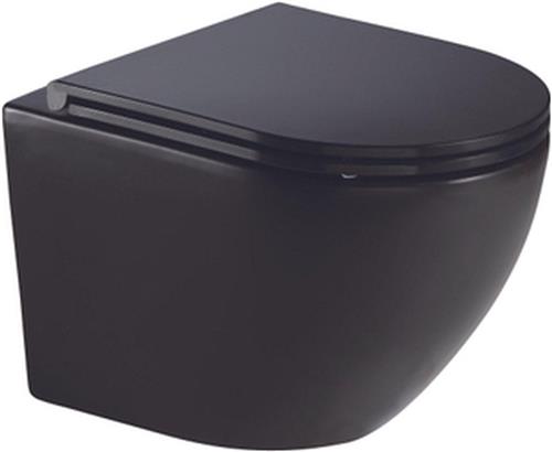 QeramiQ Cyclone Wandclosetpack - 37x52cm - diepspoel - cycloneflush - spoelrandloos - softclose zitting - mat zwart