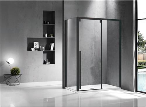 Saniclass Neptune douchecabine 120x80cm met schuifdeur 8mm veiligheidsglas met anti kalk zwart mat