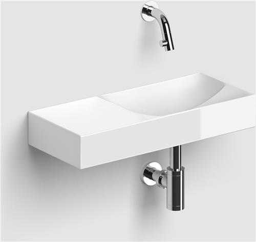 Clou Vale fonteinen keramiek fontein 45x19x7cm voorbewerkt kraangat links Wit glanzend