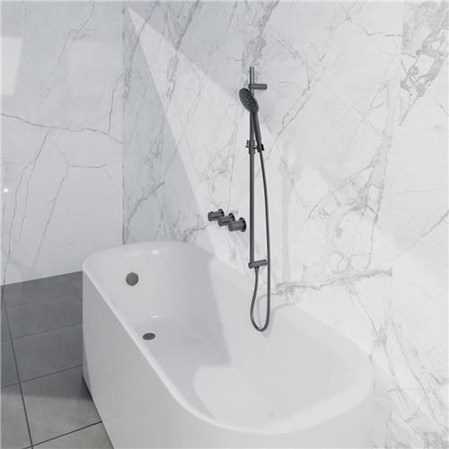 Fortifura Nebbio Badcombinatie-set - thermostaatkraan - inbouwdeel - glijstang - gladde doucheslang - ronde handdouche - badafvoer opbouw - geborsteld gunmetal PVD