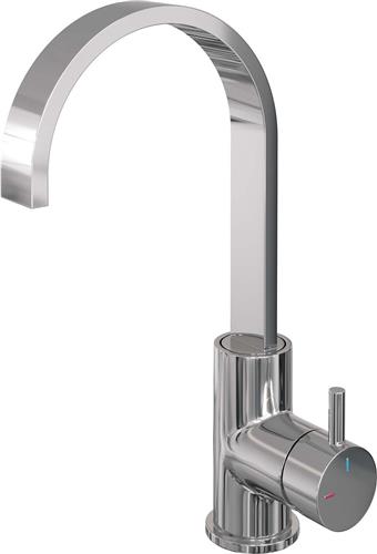 Brauer Chrome Edition wastafelmengkraan hoge draaibare uitloop opbouw met type S2 greep ColdStart gepolijst chroom