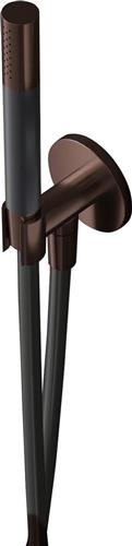 Hotbath Cobber M440 staafhanddouche met wandsteun en uitlaat en doucheslang 150cm messing verouderd verweerd