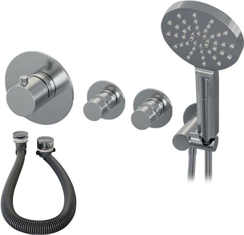 Brauer Chrome Edition Badkraan inbouw - douchegarnituur - 3 gladde knoppen - handdouche rond 3 standen - chroom