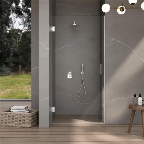 Fortifura Galeria Douchedeur - 90x200cm - scharnieren - deurgreep - vlak - helder veiligheidsglas - Chroom