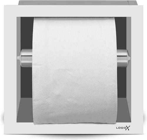 Looox Closed closetrolhouder - inbouw - 1 rol - wit mat