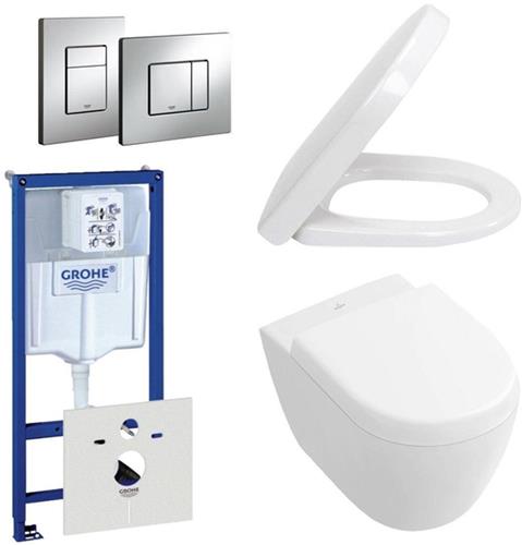 Villeroy & Boch Subway Compact Toiletset - directflush - inbouwreservoir - diepspoel wandcloset - bedieningsplaat verticaal/horizontaal - chroom