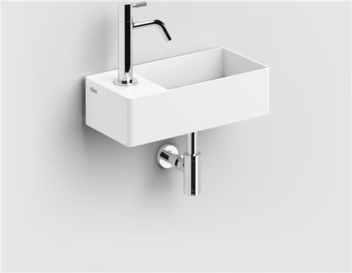 Clou New Flush 3 fontein 35x18cm inclusief afvoerplug voorbewerking voor kraangat links Wit mat