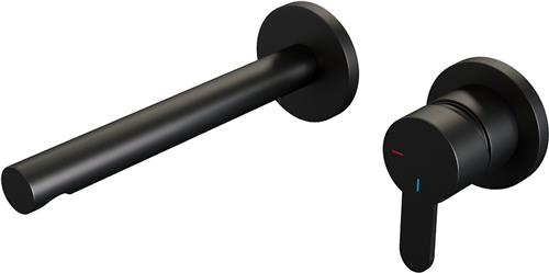 Brauer Black Edition Wastafelmengkraan inbouw - rechte uitloop links - hendel plat smal - model D 1 - mat zwart