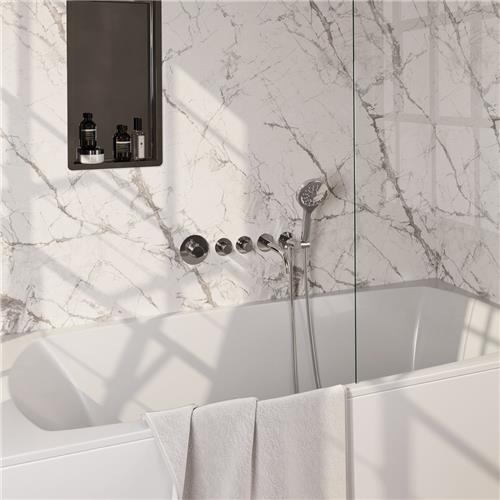 Brauer Carving S02 - Badkraan met Handdouche - Glans Chroom - Inbouw - Thermostatisch - Uitloop/Wandaansluitbocht