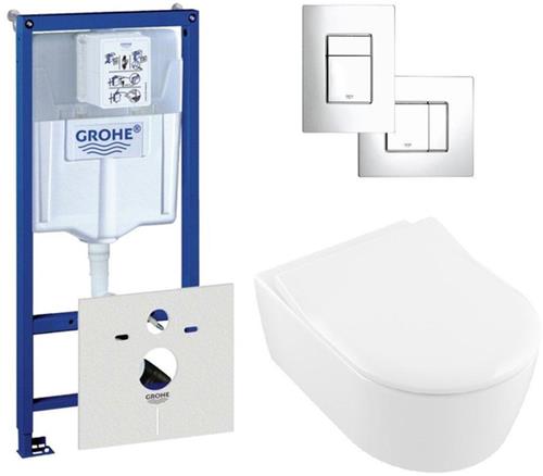 Villeroy & Boch Avento Closet inclusief inbouwreservoir en bedieningsplaat verticaal/horizontaal chroom