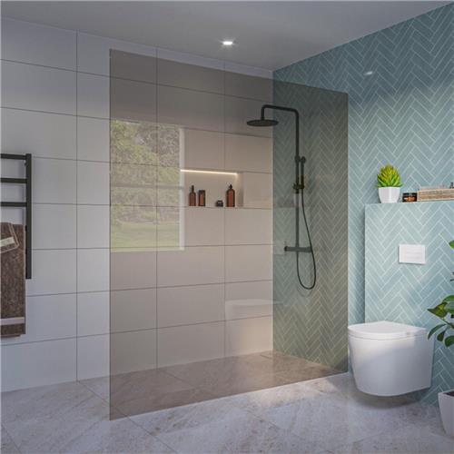 Fortifura Galeria Inloopdouche - rook glas - 180x200cm - 8mm - nano - blind inbouw profiel