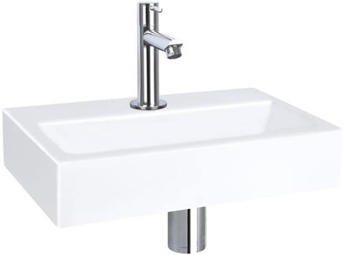 QeramiQ Fuente fonteinset - 38x24cm - 1 kraangat - keramiek - fonteinkraan chroom - glans wit