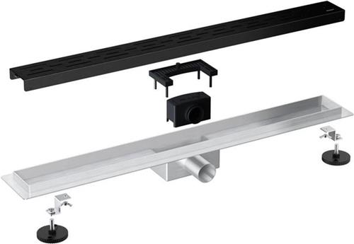 Adema Ralo douchegoot - 70cm - geperforeerd rooster - vloerflens - zwart mat