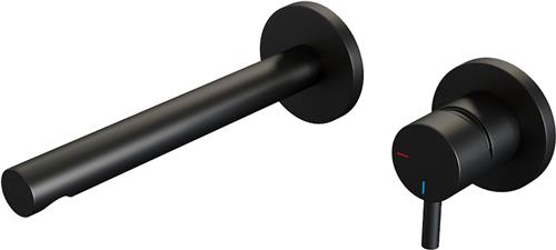 Brauer Black edition inbouwwastafelkraan type S5 greep met inbouwdeel ColdStart ronde rozetten mat zwart