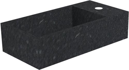 Royal Plaza Dee 2.0 fontein 36x18cm 1 kraangat rechts zonder overloop quartz zwart