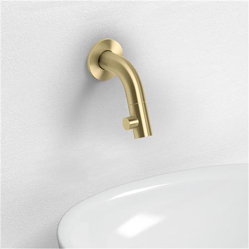 Clou Kaldur fonteinkraan korte uitloop wandm. goud gebors. PVD