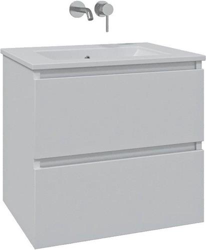 Adema Chaci Badkamermeubelset - 60x46x57cm - 1 keramische wasbak wit - zonder kraangaten - 2 lades - mat wit