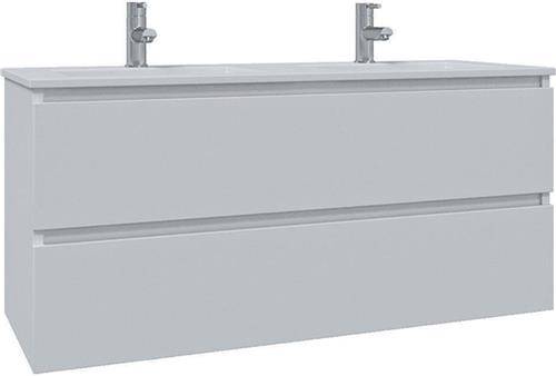 Adema Chaci Badkamermeubelset - 120x46x57cm - 2 keramische wasbakken wit - 2 kraangaten - 2 lades - mat wit