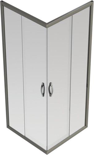 GO by Van Marcke Belo hoekinstap schuifdeuren 800x800x1900mm 6mm easy clean glas profielen aluminium verchroomd regelbaar 765-790mm