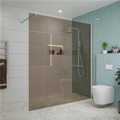 Fortifura Galeria inloopdouche - 180x200cm - rookglas - wandarm - mat wit