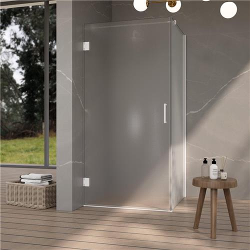 Fortifura Galeria Douchecabine - 90x140x200cm - scharnieren - deurgreep - vlak - gesatineerd veiligheidsglas - Mat wit