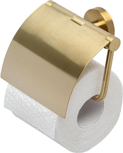Geesa Nemox Toiletrolhouder met klep - Goud geborsteld