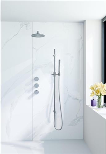 Fortifura Nebbio Regendoucheset - inbouwkraan - inbouwdeel - glijstang - doucheslang metaal - staaf handdouche - 35cm wandarm - ronde hoofddouche - chroom