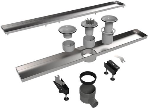 Easy Drain Tegeldrain tegelgoot met zijuitloop 50mm 9.8X160CM met 30/35/50cm waterslot