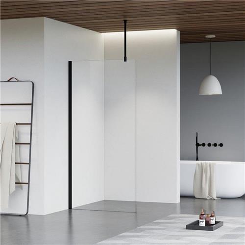 Fortifura Galeria inloopdouche - 90x200cm - helder glas - plafondarm - mat zwart