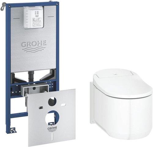 GROHE Sensia Arena Douche WC set - inbouwreservoir geintegreerde netspanning- en douchewc aansluiting - diepspoel - spoelrandloos - met zitting - glans wit