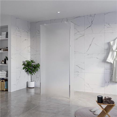Fortifura Galeria Vrijstaande Inloopdouche - 90x200cm - Glas mat - antikalk - 8mm veiligheidsglas - 2 zijwanden 40cm - wandsteunen en hoekprofielen - Chroom