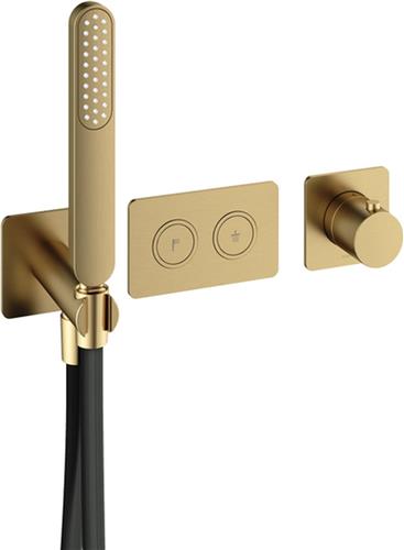 Hotbath Gal Hotbath Gal Afbouwdeel voor inbouwthermostaat met 2 pushbuttons messing geborsteld PVD