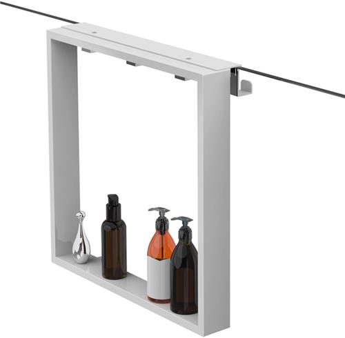 Fortifura Galeria schap met 4 haken - voor douchewand - 50x50x6.5cm - mat wit