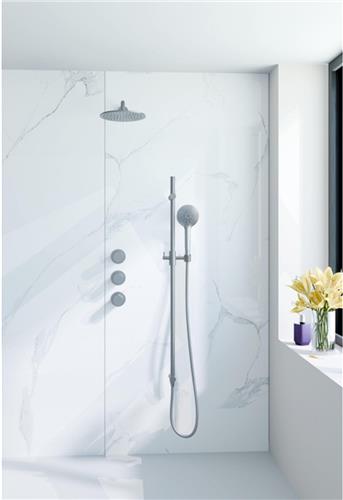 Fortifura Nebbio Regendoucheset - inbouwkraan - inbouwdeel - glijstang - doucheslang metaal - ronde handdouche - 35cm wandarm - ronde hoofddouche - geborsteld RVS PVD (RVS)