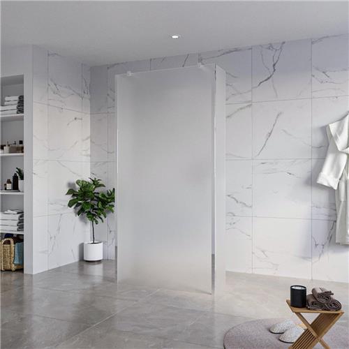 Fortifura Galeria Vrijstaande Inloopdouche - 100x200cm - Glas mat - antikalk - 8mm veiligheidsglas - 2 zijwanden 30cm - wandsteunen en hoekprofielen - Chroom