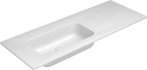 Nemo Stock inbouwwastafel 120.5x50.5x14.3cm met 1 wasbak links met afvoergat zonder overloop zonder kraangat ceramilux mat wit