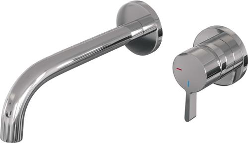 Brauer Chrome Edition Wastafelmengkraan inbouw - gebogen uitloop links - hendel middel dik - model E 1 - chroom