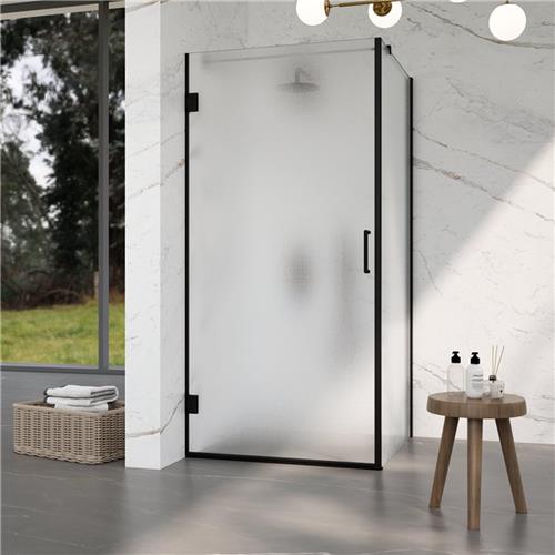 Fortifura Galeria Douchecabine - 90x140x200cm - scharnieren - deurgreep - vlak - gesatineerd veiligheidsglas - Geborsteld gunmetal PVD (Antraciet)