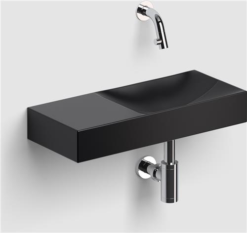 Clou Vale fonteinen keramiek fontein 45x19x7cm voorbewerkt kraangat links Zwart mat