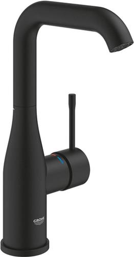 Grohe Essence New 1-gats wastafelkraan l-size m. gladde body voorsprong 12.7cm phantom black