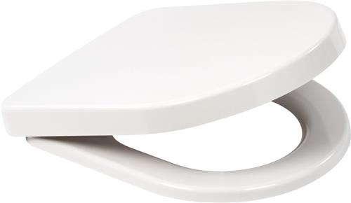 Plieger Milano/Plus-Compact Toiletzitting WC Bril - D-Vorm - Duroplast - Wit - Met Deksel - Quick Release - RVS Bevestiging - Geschikt voor Geberit toilet