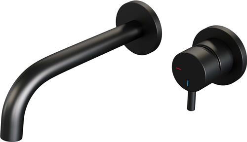 Brauer Black Edition Wastafelmengkraan inbouw - gebogen uitloop links - hendel kort smal - model B 1 - mat zwart