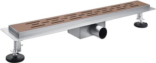 Fortifura Galeria douchegoot - 120cm - met vloerflens - met rooster - Geborsteld koper PVD (Koper)