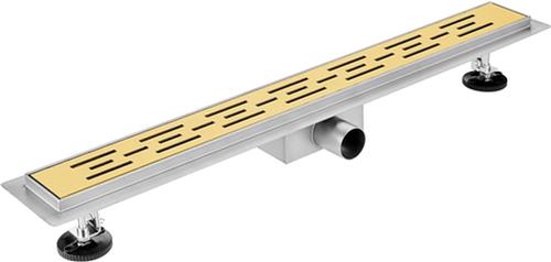 Fortifura Galeria douchegoot - 50cm - met vloerflens - met rooster - Geborsteld Messing PVD (Goud)