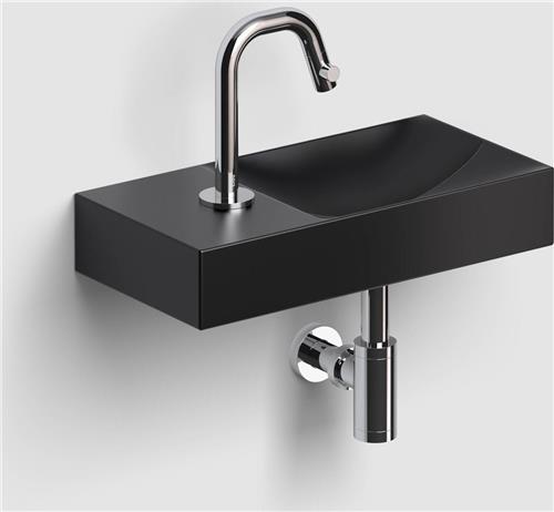 Clou Vale fonteinen keramiek fontein 38x19x7cm kraangat links Zwart mat