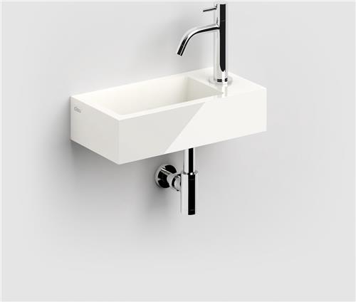 Clou Flush 3 fontein 36x18x9cm kraangat rechts mineraalsteen Wit